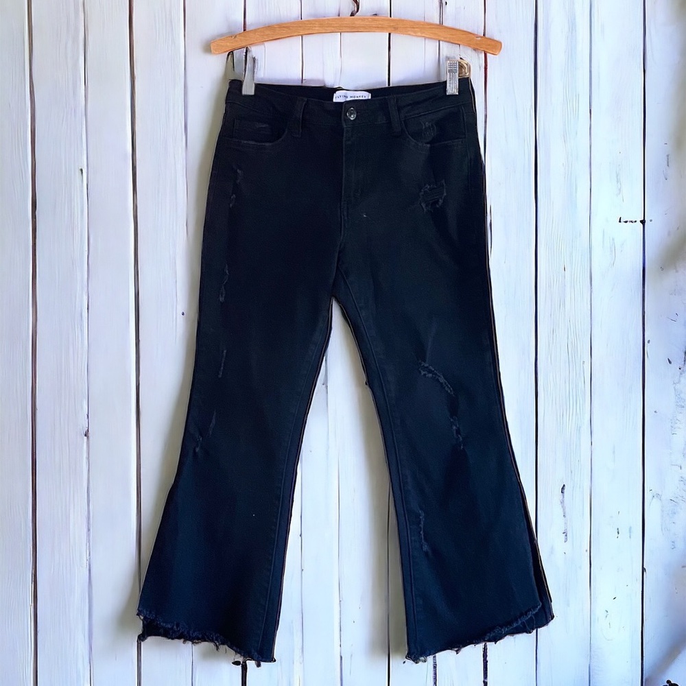 Flying Monkey black stretch distressed destroyed jeans 29
